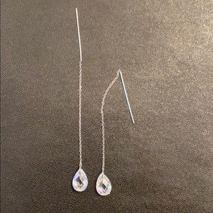 14k White Gold CZ Teardrop Earrings
